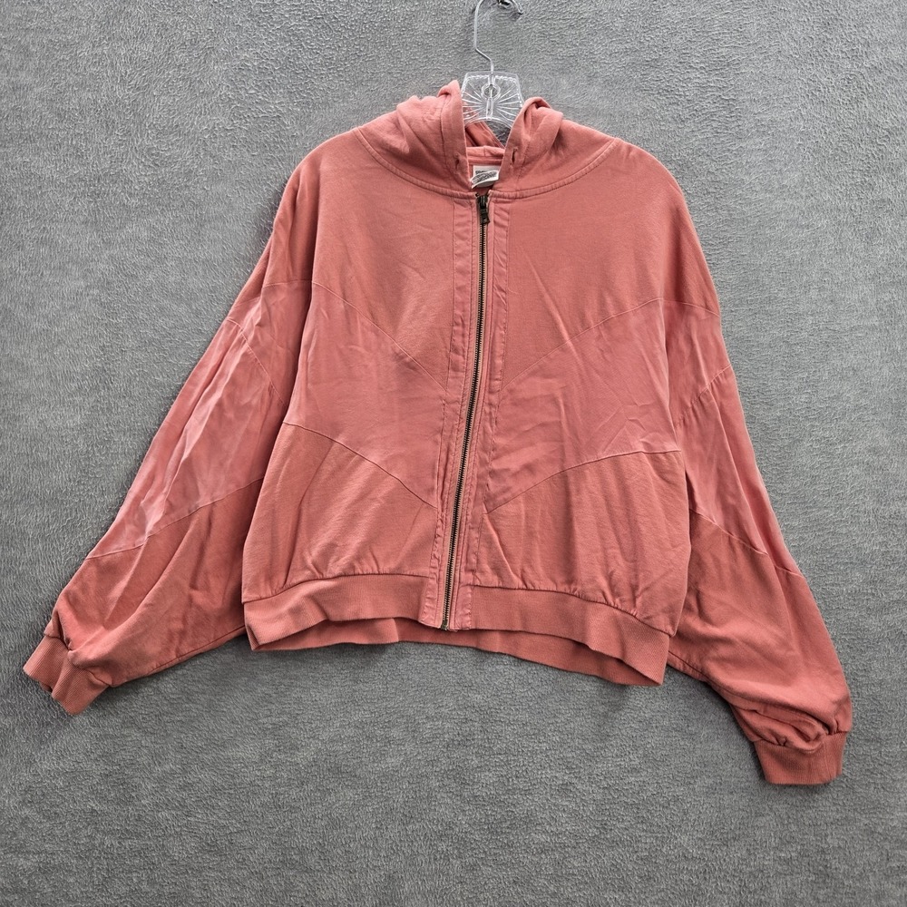 PINK Victoria's Secret Women Hoodie L Crop Long Sleeve Cotton Lyocell READ